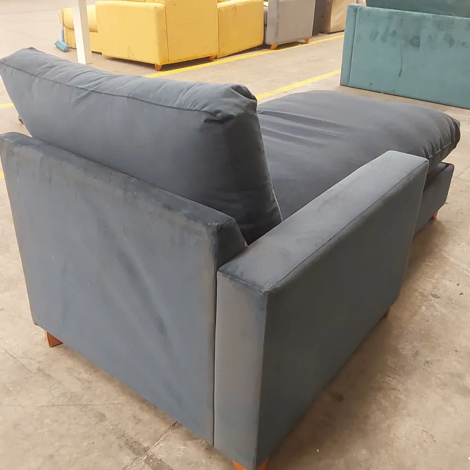 QUALITY DESIGNER CORNER CHAISE SOFA SECTION - NAVY VELVET