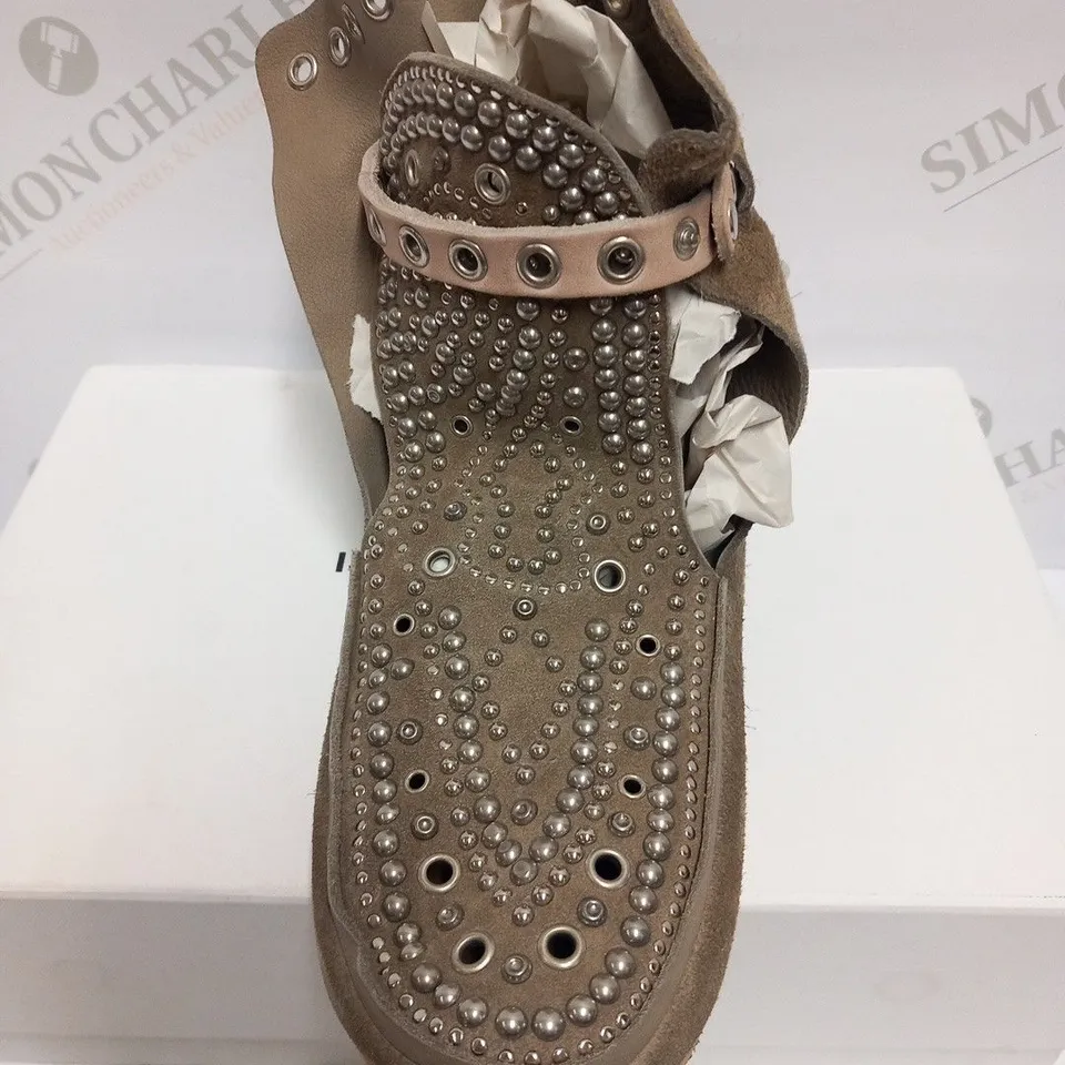 BOXED PAIR OF ISABEL MARANT MORLEY STUDDED SHOES TAUPE SIZE 37