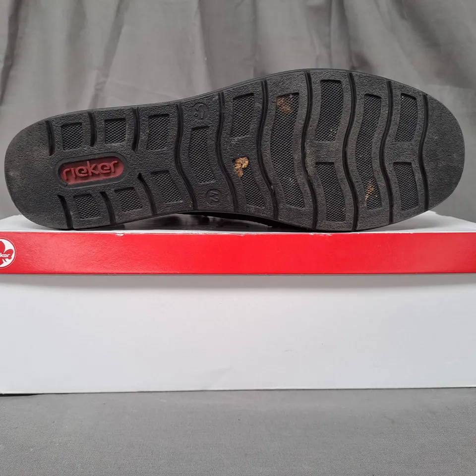 BOXED PAIR OF RIEKER SHOES IN BLACK UK SIZE 8