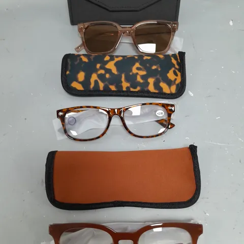 HUMMING BIRD 1 PAIR SUNGLASSES, 2 READER GLASSES TAN 2