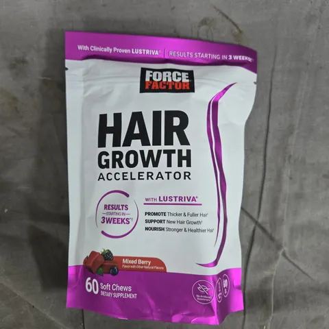 FORCE FACTOR HAIR GROWTH ACCELERATOR – 60 SOFT CHEWS, MIXED BERRY