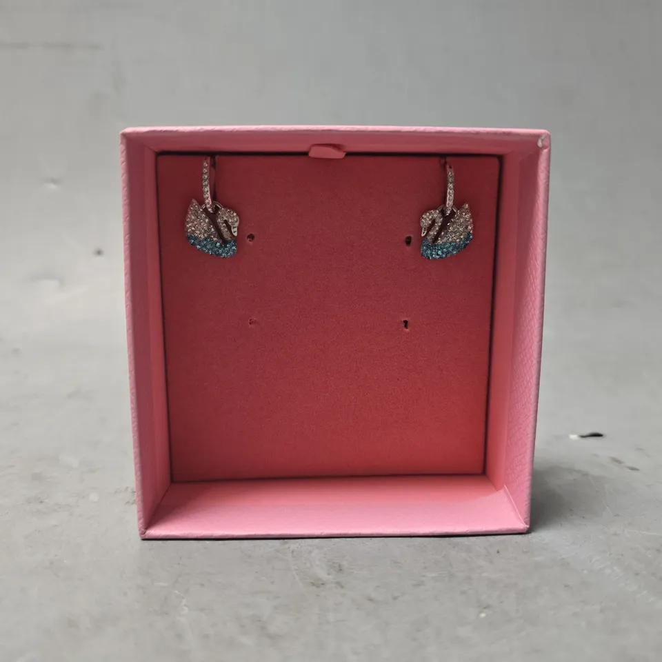 BOXED SWAROVSKI SWAN SHAPED STUD EARRINGS 