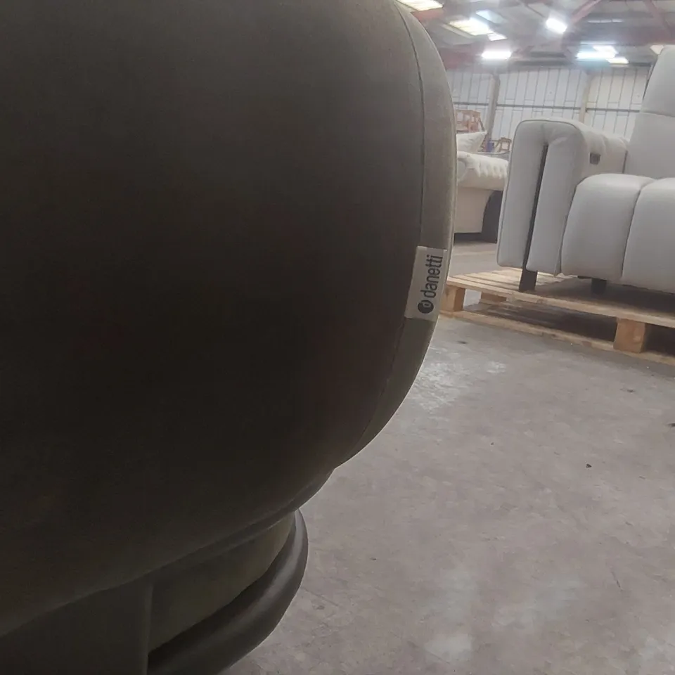 DANETTI FLORENCE OLIVE GREEN FABRIC WITH DARK WOOD RIGHT HAND FACING CHAISE SOFA RRP £1999