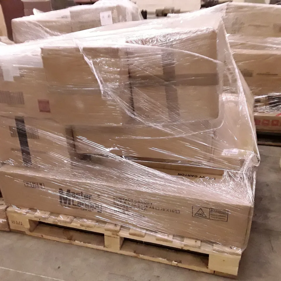 PALLET OF ASSORTED PRODUCTS INCLUDING BAR STOOLS, MASTER CANOPY COMPACT CANOPY, DRESSING TABLE