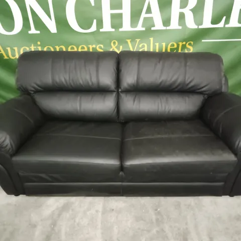 BLACK FAUX LEATHER 3-SEATER SOFA BED