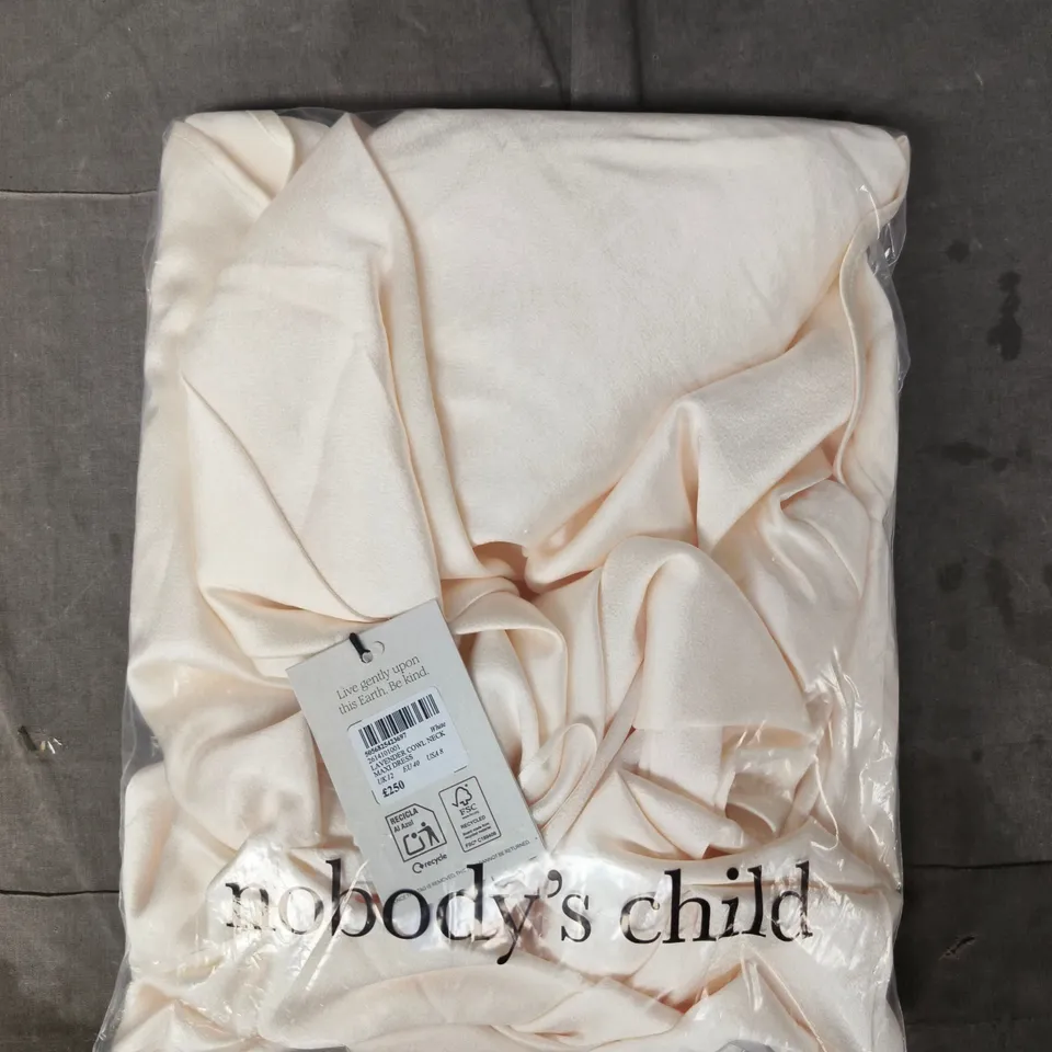 BAGGED NOBODY'S CHILD LAVENDER COWL NECK MAXI DRESS IN IVORY SIZE UK 12