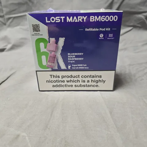LOST MARY BM6000 REFILLABLE POD KIT – BLUEBERRY SOUR RASPBERRY - 20MG/ML, 5-PACK