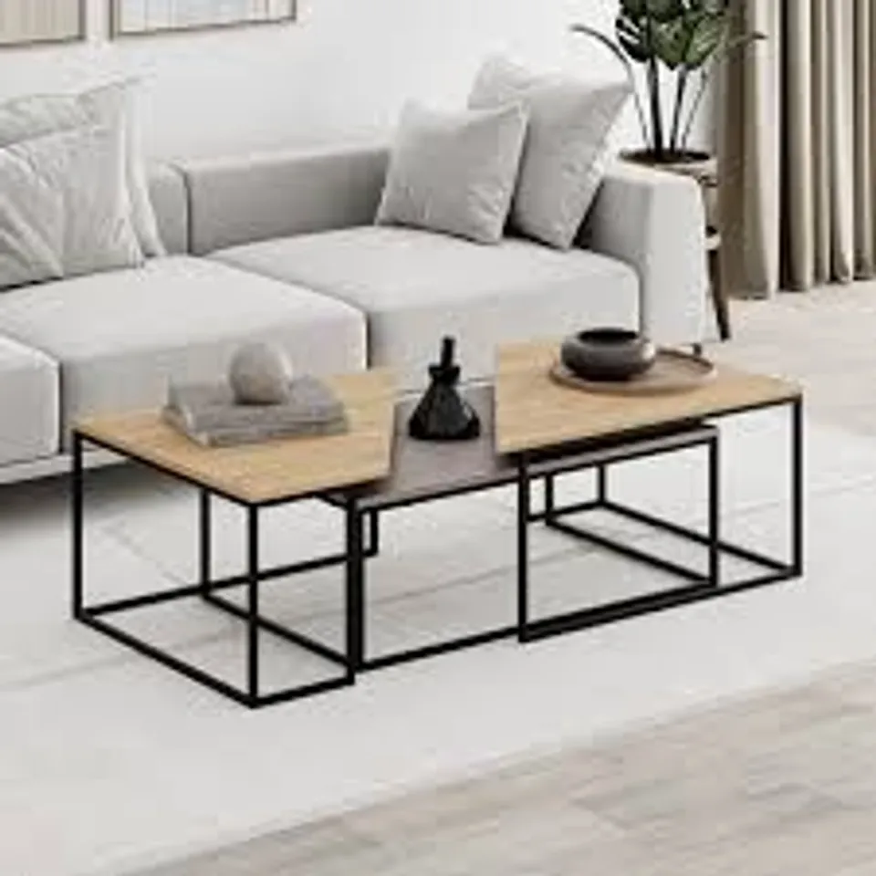 BOXED GUELPH 3-PIECE NESTING COFFEE TABLE SET (1 BOX)