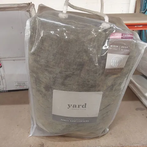 BAGGED YARD HEAVY CHENILLE ROOM DARKENING PENCIL PLEAT CURTAINS - 229 x 229cm