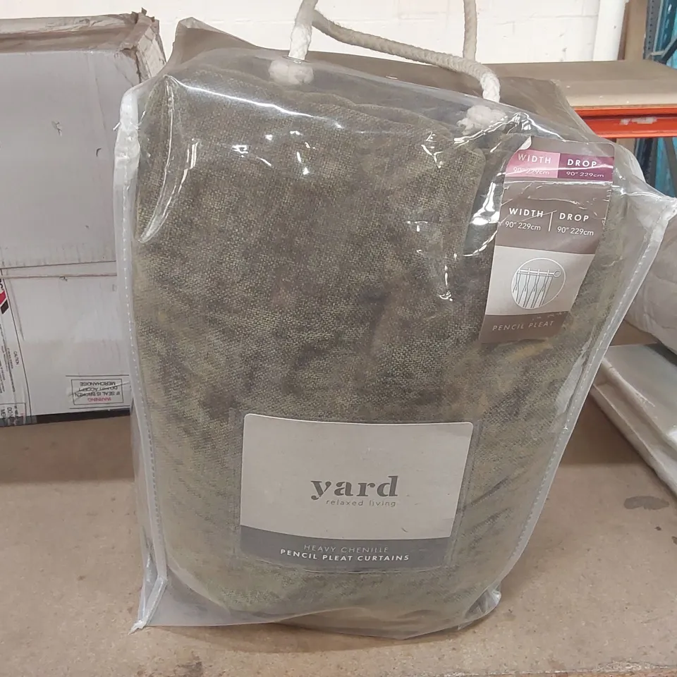 BAGGED YARD HEAVY CHENILLE ROOM DARKENING PENCIL PLEAT CURTAINS - 229 x 229cm