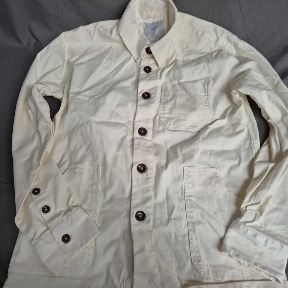PERCIVAL MEN'S CREAM BUTTON OVERSHIRT - SIZE M