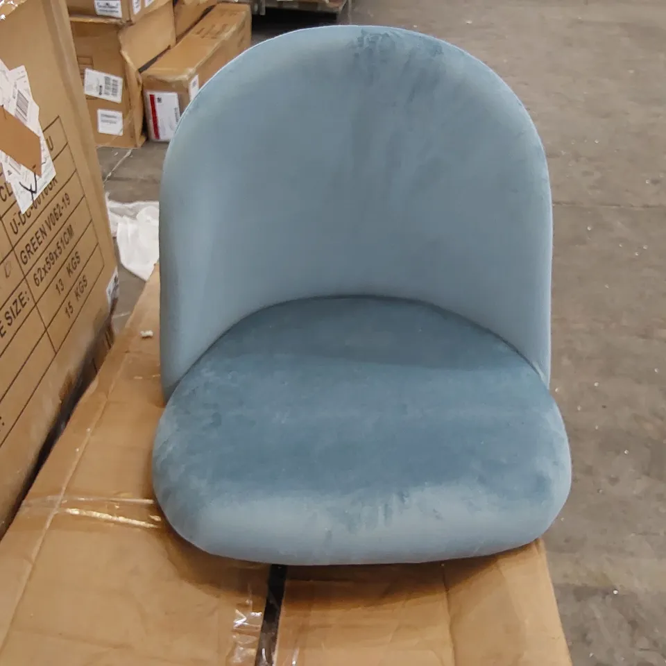 BOXED 2 LIGHT BLUE SUEDE CHAIRS (1 BOX)