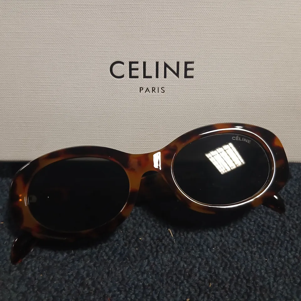 CELINE SUNGLASSES – TORTOISESHELL FRAME, BLACK LENSES 