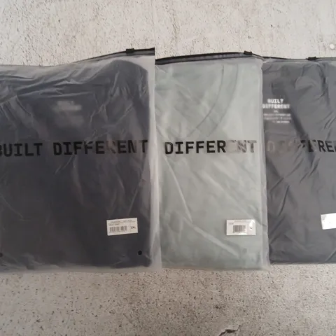 SET OF APPROXIMATELY 10 ASSORTED BUILT DIFFERENT T-SHIRTS/SHIRTS IN VARIOUS COLOURS AND SIZES
