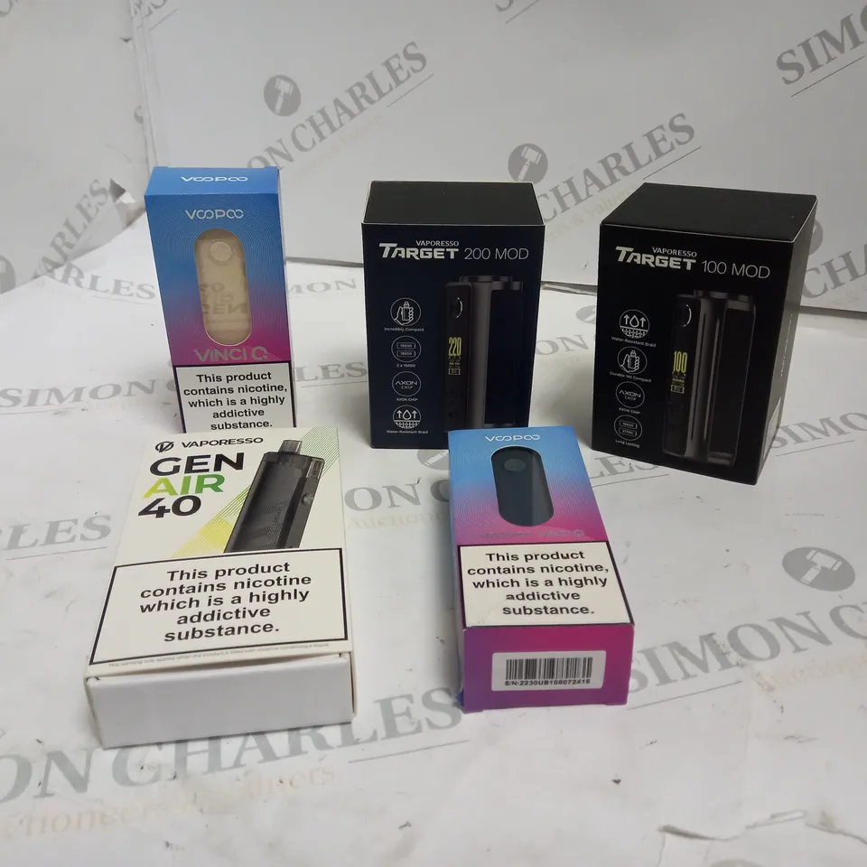 5 ASSORTED VAPE PRODUCTS INCLUDING: VOOPOO, VAPORESSO