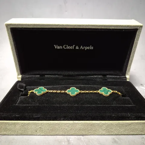 BOXED VAN CLEEF & ARPELS GOLDEN & GREEN BRACELET 