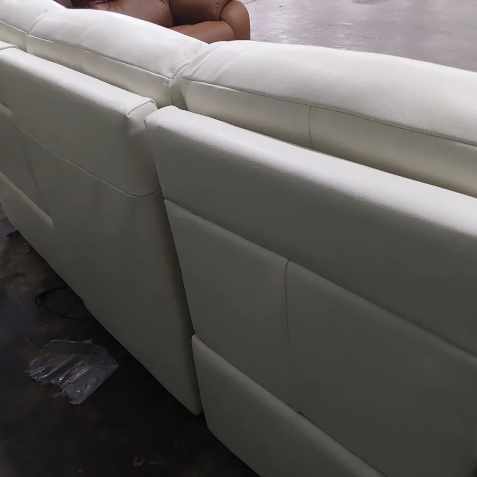 QUALITY ITALIAN DESIGNER ADRIANO POWER RECLINING THREE SEATER SOFA WHITE LEATHER