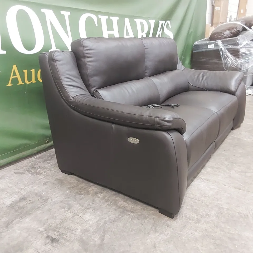 QUALITY DESIGNER ITALIAN MADE DEGANO 3-SEATER ELECTRIC RECLINING DARK BROWN LEATHER SOFA