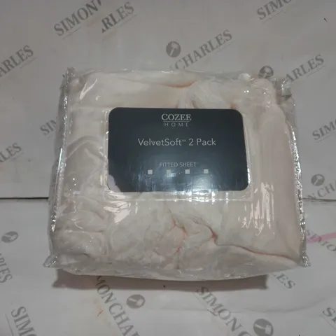 PACK OF TWO COZEE HOME VELVETSOFT FITTED SHEETS - WHITE DOUBLESIZE
