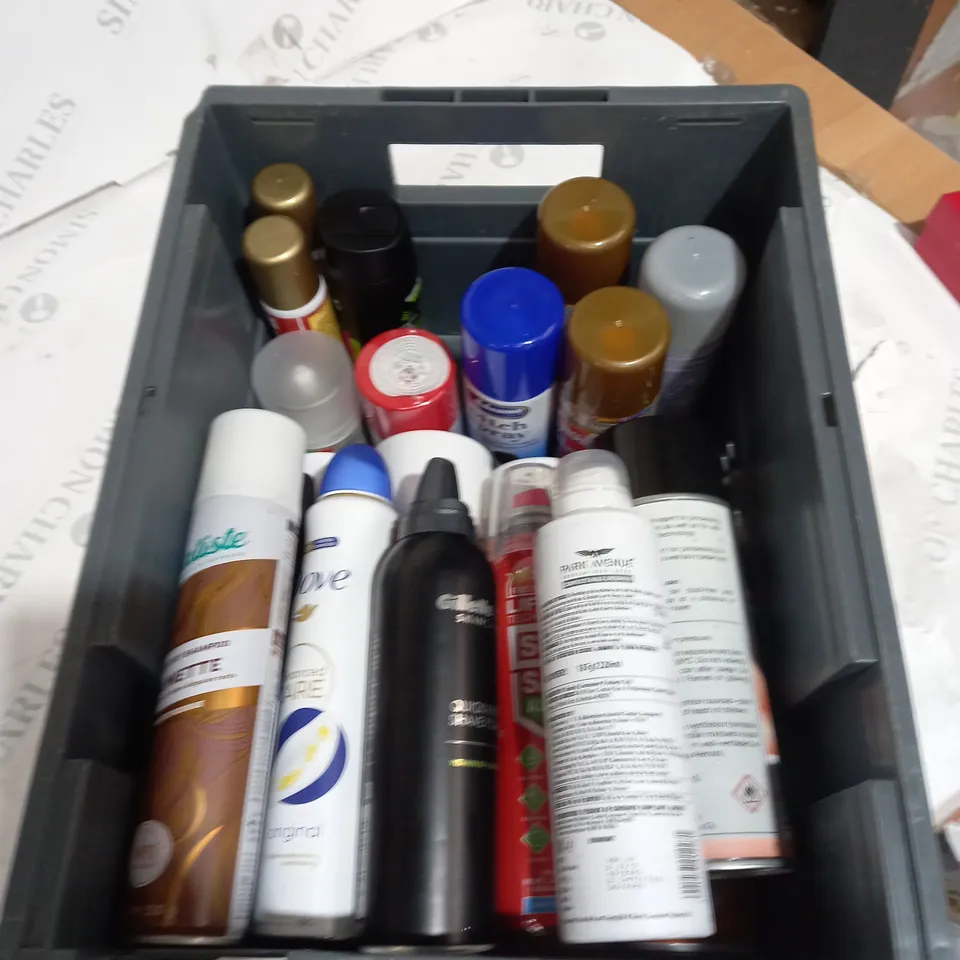 APPROXIMATELY 10 ASSORTED AEROSOL ITEMS TO INCLUDE COLOUR DRY SHAMPOO, SHAVING FOAM, SPRAY PAINT ETC - COLLECTION ONLY 