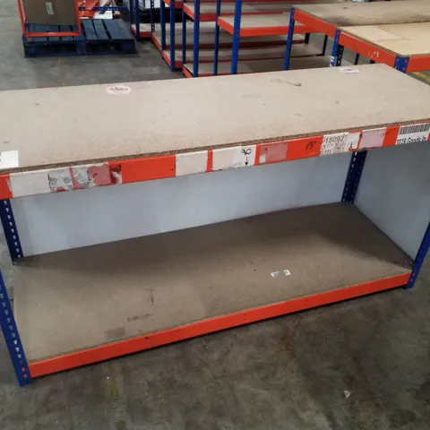 2-TIER SHELVING UNIT 183×61×93CM - BLUE & ORANGE