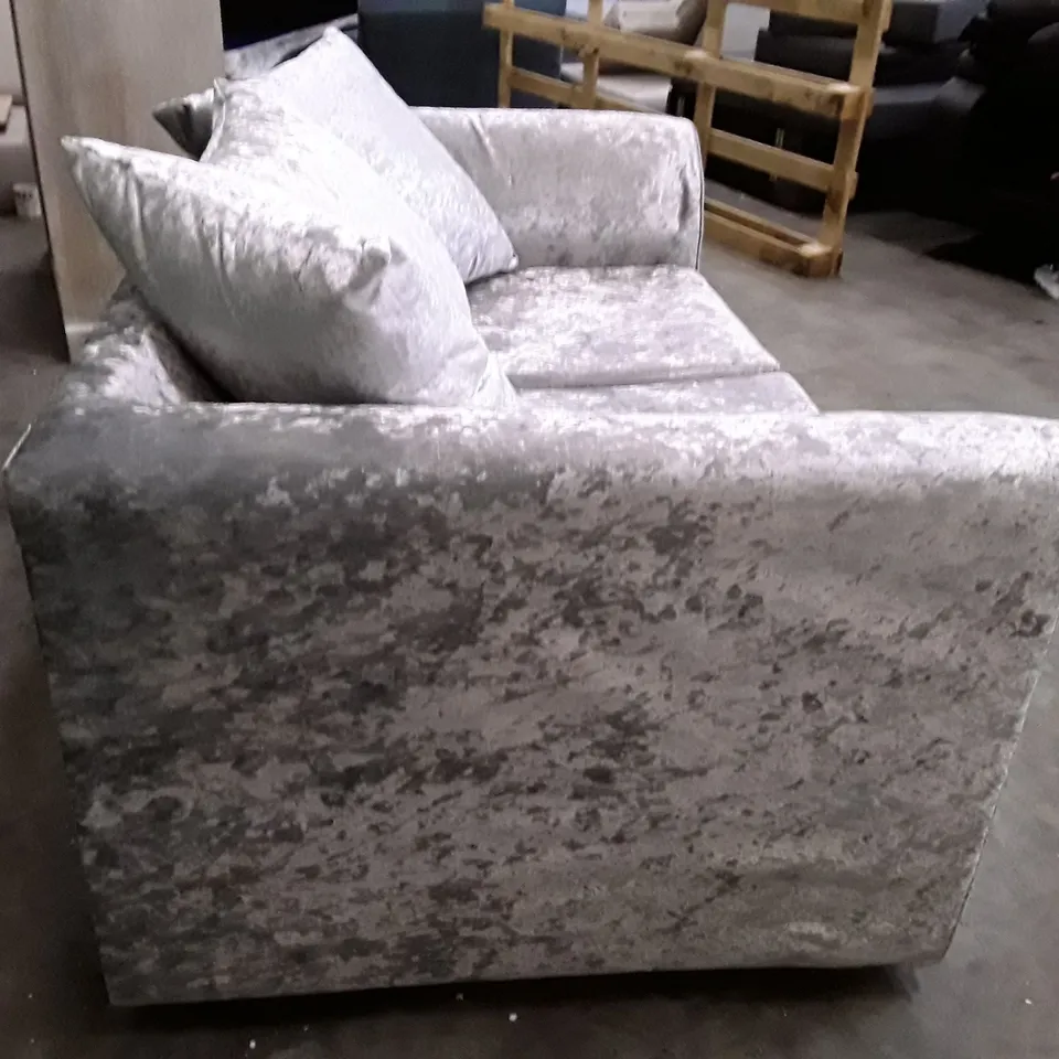 QUALITY DESIGNER 2 SEATER SOFA - SILVER VELVET FABRIC