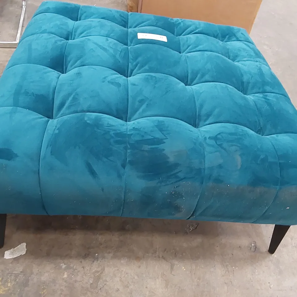 DESIGNER TEAL VELVET MONTREAL FOOTSTOOL (1 ITEM)