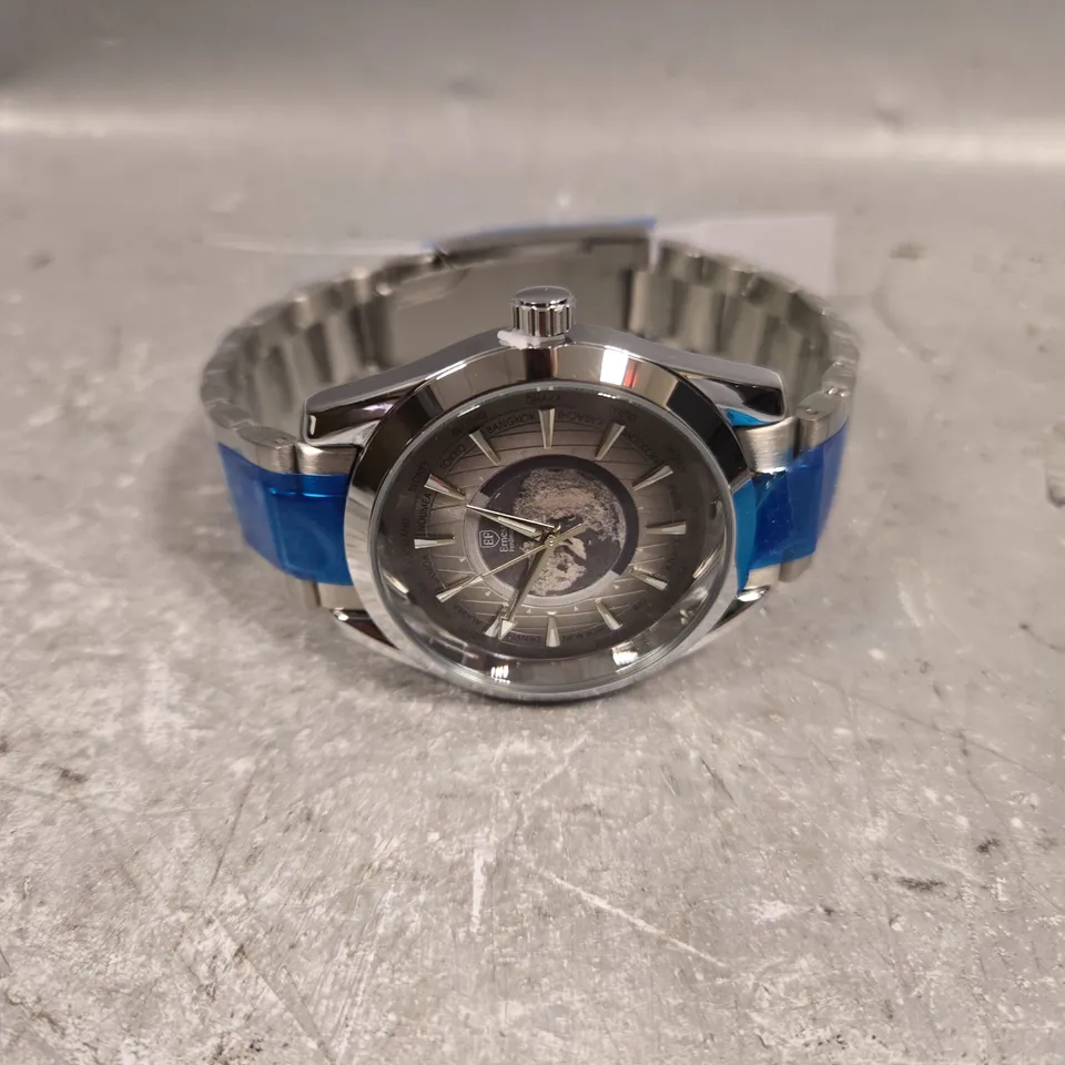 MENS ERNEST FERDINAND WATCH – GLOBAL DIAL – STAINLESS STEEL STRAP