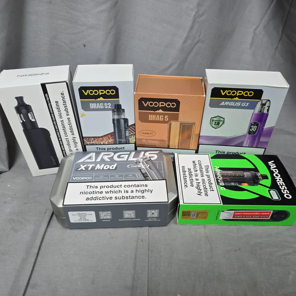 APPROXIMATELY 20 ASSORTED VAPE & E-CIGARETTE PRODUCTS TO INCLUDE BRANDS SUCH AS VOOPOO, VAPORESSO, INNOKIN, ETC