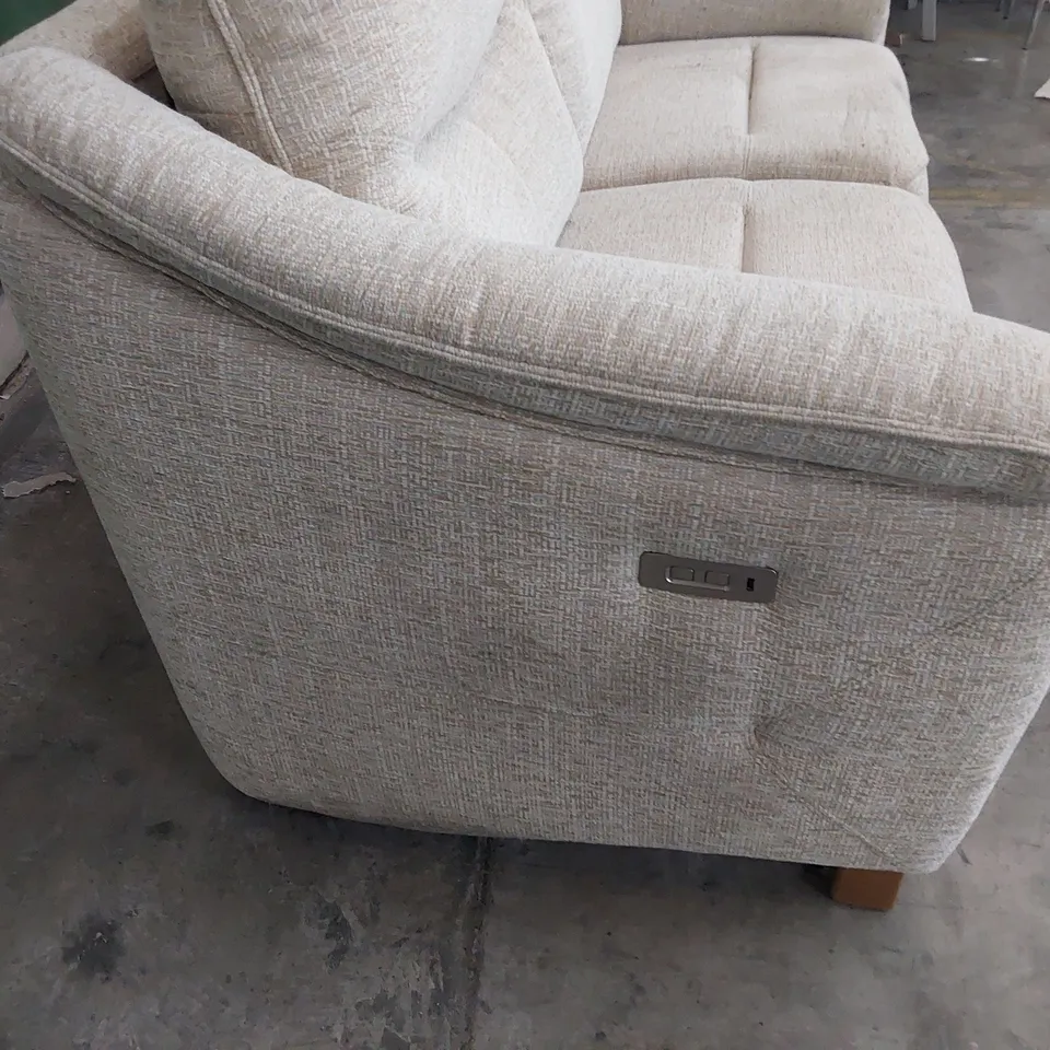 QUALITY BRITISH DESIGNER G PLAN JACKSON POWER RECLINING THREE SEATER SOFA LOXWOOD SAGE FABRIC 