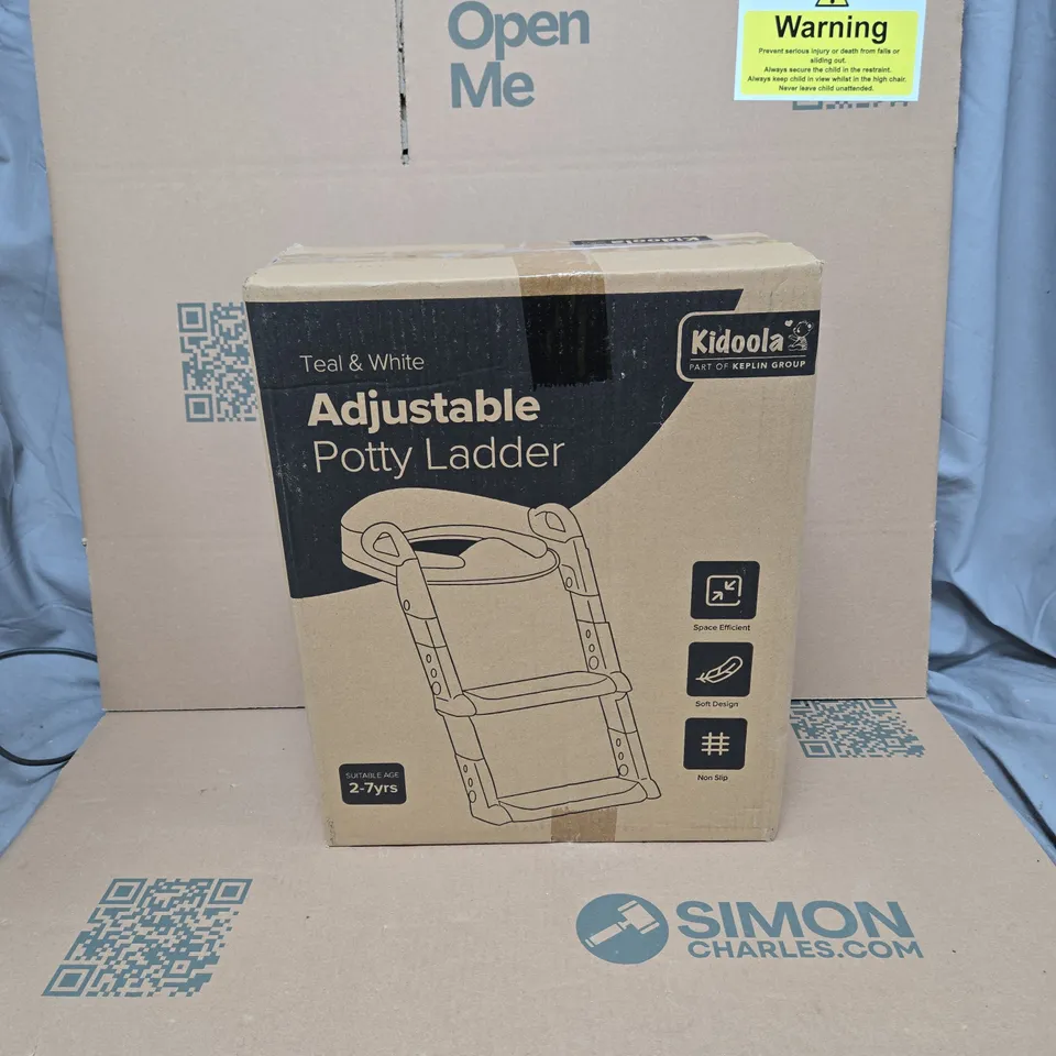 KIDOOLA ADJUSTABLE POTTY LADDER TEAL AND WHITE 