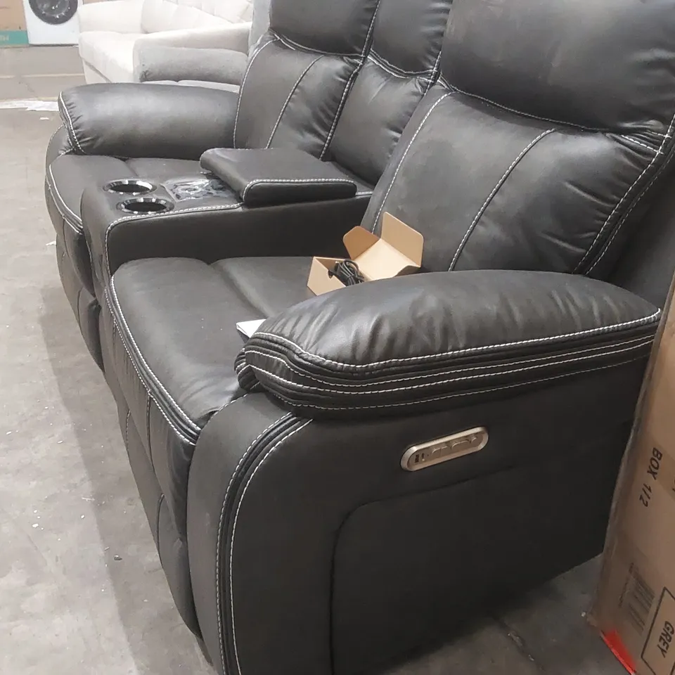 QUALITY DESIGNER 2 SEATER FAUX LEATHER SOFA WITH SPEAKER ARM REST 