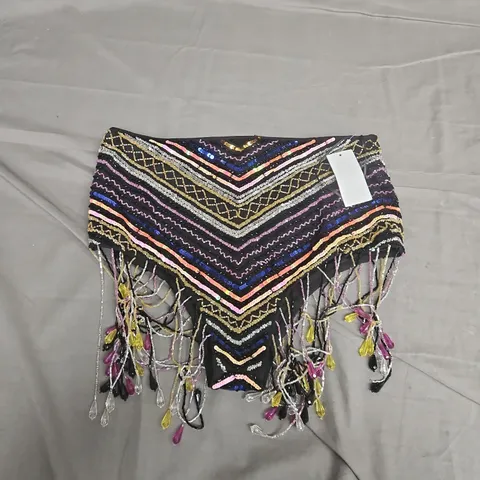 NASTY GAL SEQUIN STRIPE TASSEL BEADED PANTS IN MULTI - 12
