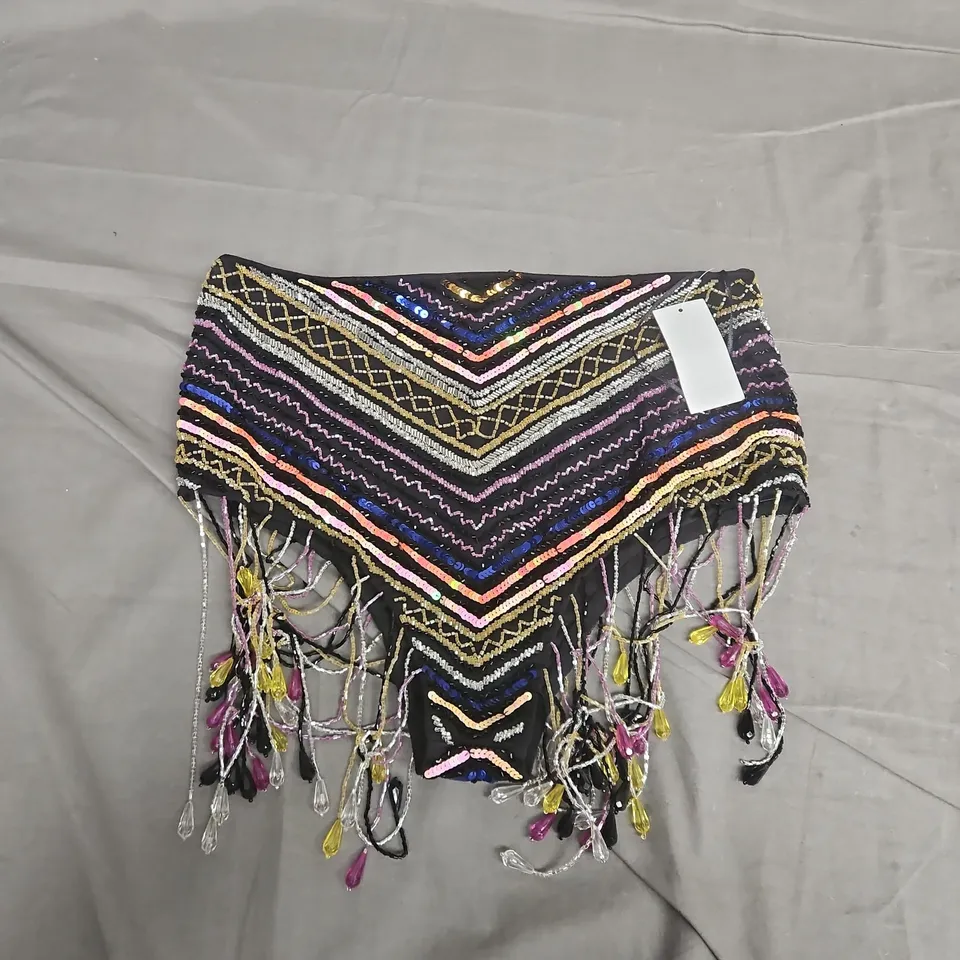 NASTY GAL SEQUIN STRIPE TASSEL BEADED PANTS IN MULTI - 12