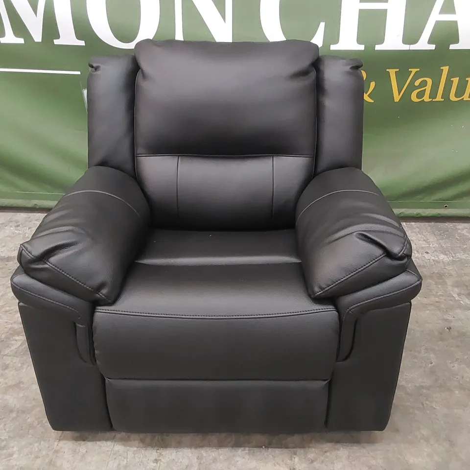 ALBION LUXURY FAUX LEATHER HIGH BACK MANUAL RECLINER ARMCHAIR - BLACK RRP £499
