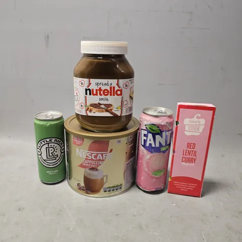 APPROXIMATELY 8 ASSORTED FOOD & DRINK ITEMS TO INCLUDE - NUTELLA , FANTA , NESCAFE CAPPUCCINO ETC