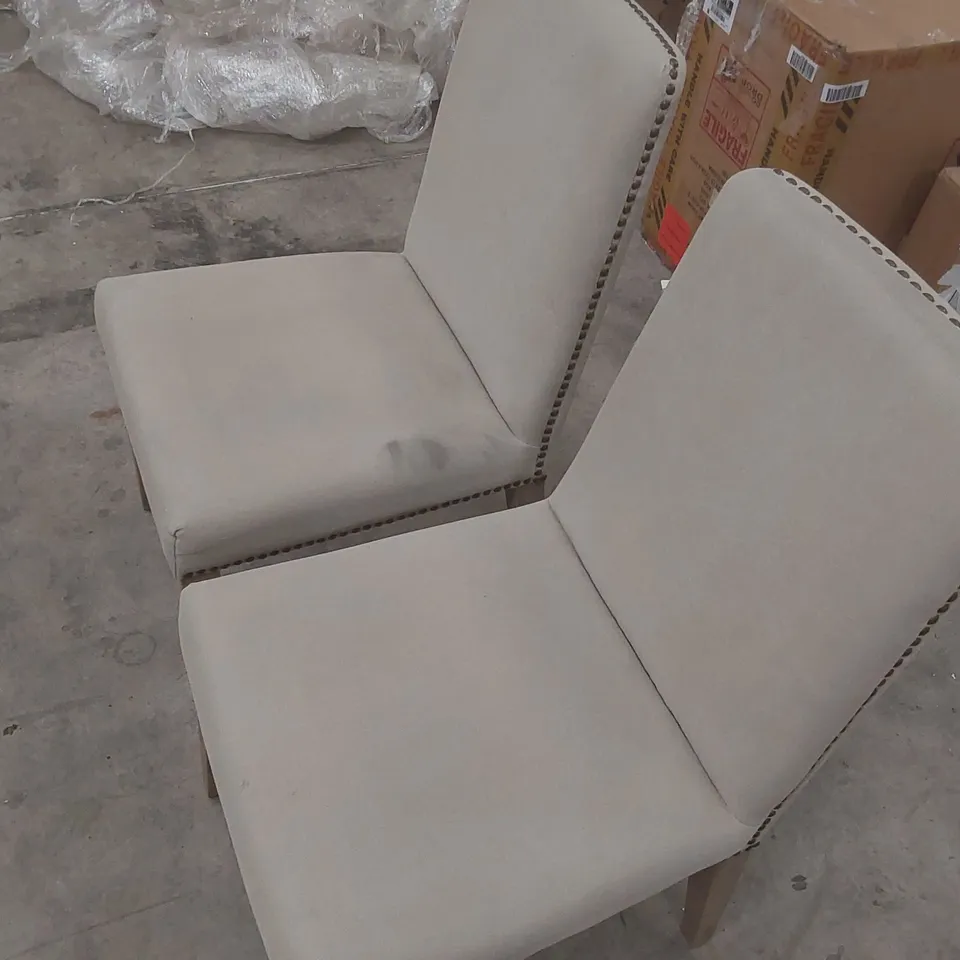 PAIR OF REX FABRIC UPHOLSTERED DINING CHAIRS 