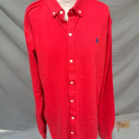 POLO RALPH LAUREN LONG SLEEVE SHIRT IN RED SIZE XL