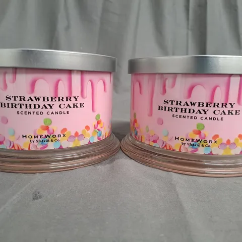 BOXED SET OF 2 HOMEWORX STRAWBERRY BIRTHDAY CAKE CANDLES