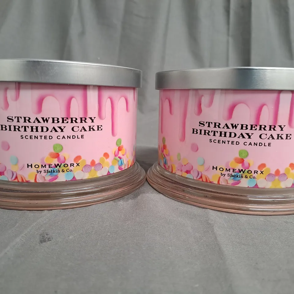 BOXED SET OF 2 HOMEWORX STRAWBERRY BIRTHDAY CAKE CANDLES 