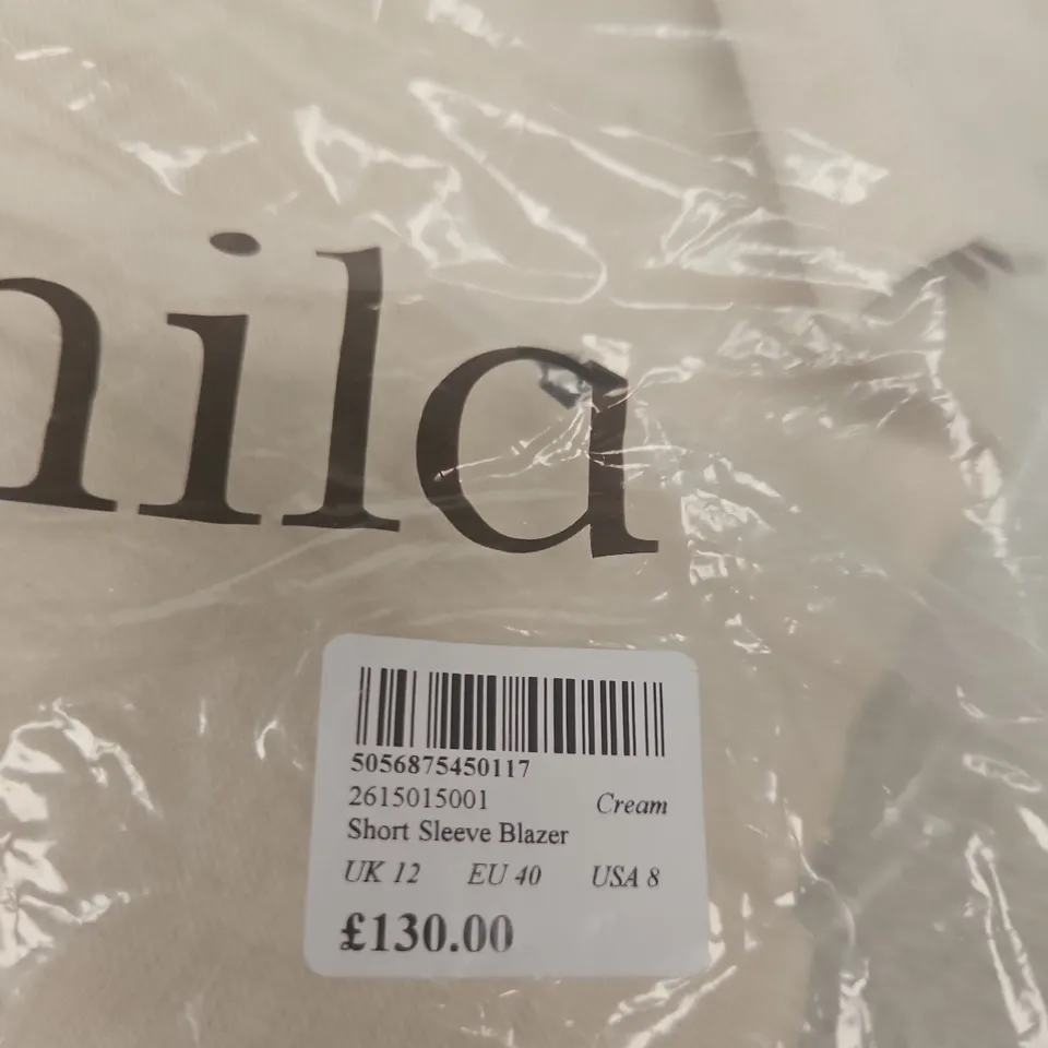 NOBODY'S CHILD SHORT SLEEVE CREAM BLAZER – UK 12 (EU 40, USA 8)