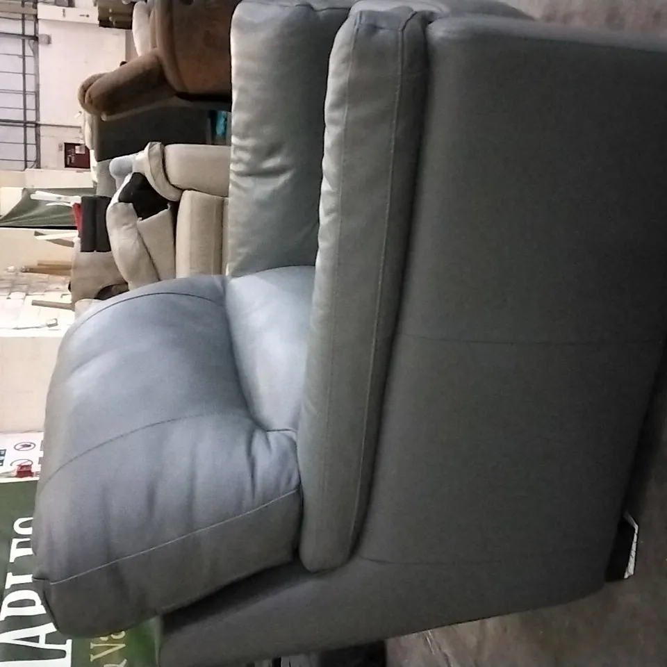 QUALITY ITALIAN DESIGNER VIRGILIO PETROL BLUE LEATHER ARMCHAIR 