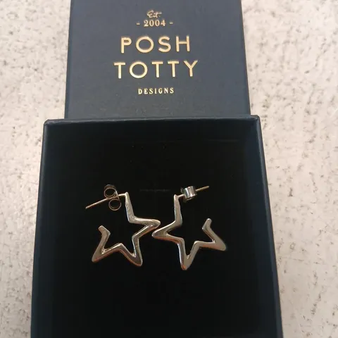 POSH TOTTY DESIGNS OPEN STAR HOOP EARRINGS STERLING SILVER