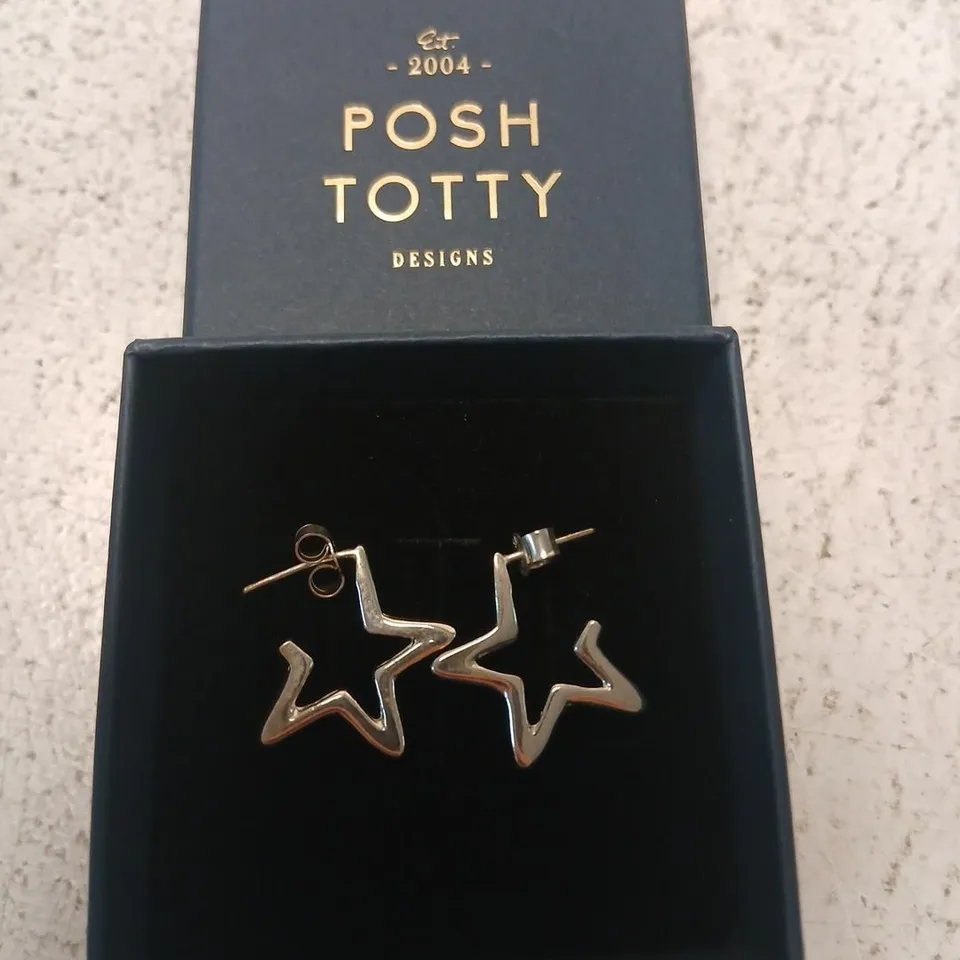 POSH TOTTY DESIGNS OPEN STAR HOOP EARRINGS STERLING SILVER