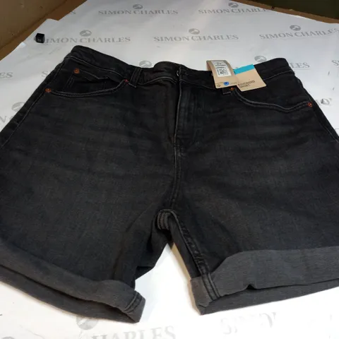 M&S BLACK DENIM JEAN SHORTS SIZE 14