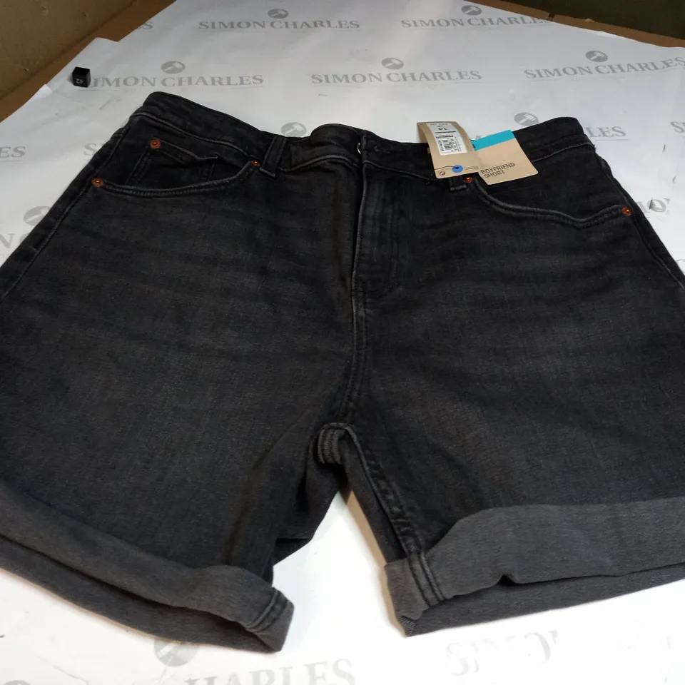 M&S BLACK DENIM JEAN SHORTS SIZE 14 