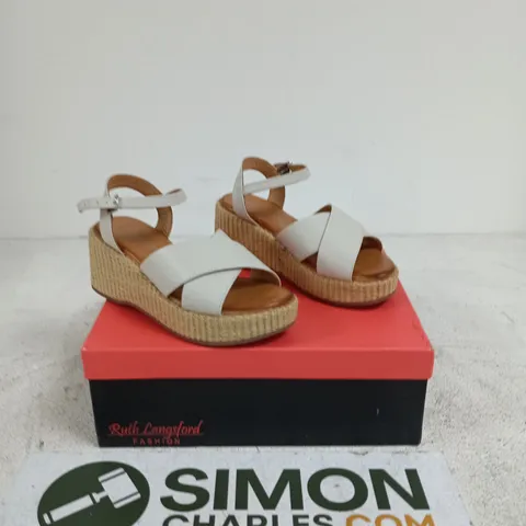 RUTH LANGSFORD LEATHER PLATFORM WEDGES SIZE 4