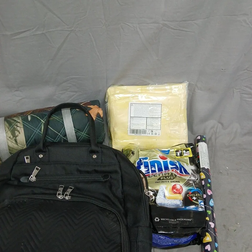 APPROXIMATELY 10 ASSORTED HOUSEHOLD PRODUCTS TO INCLUDE BACKPACK, WALLPAPER, FINISH POWERBALL ETC 