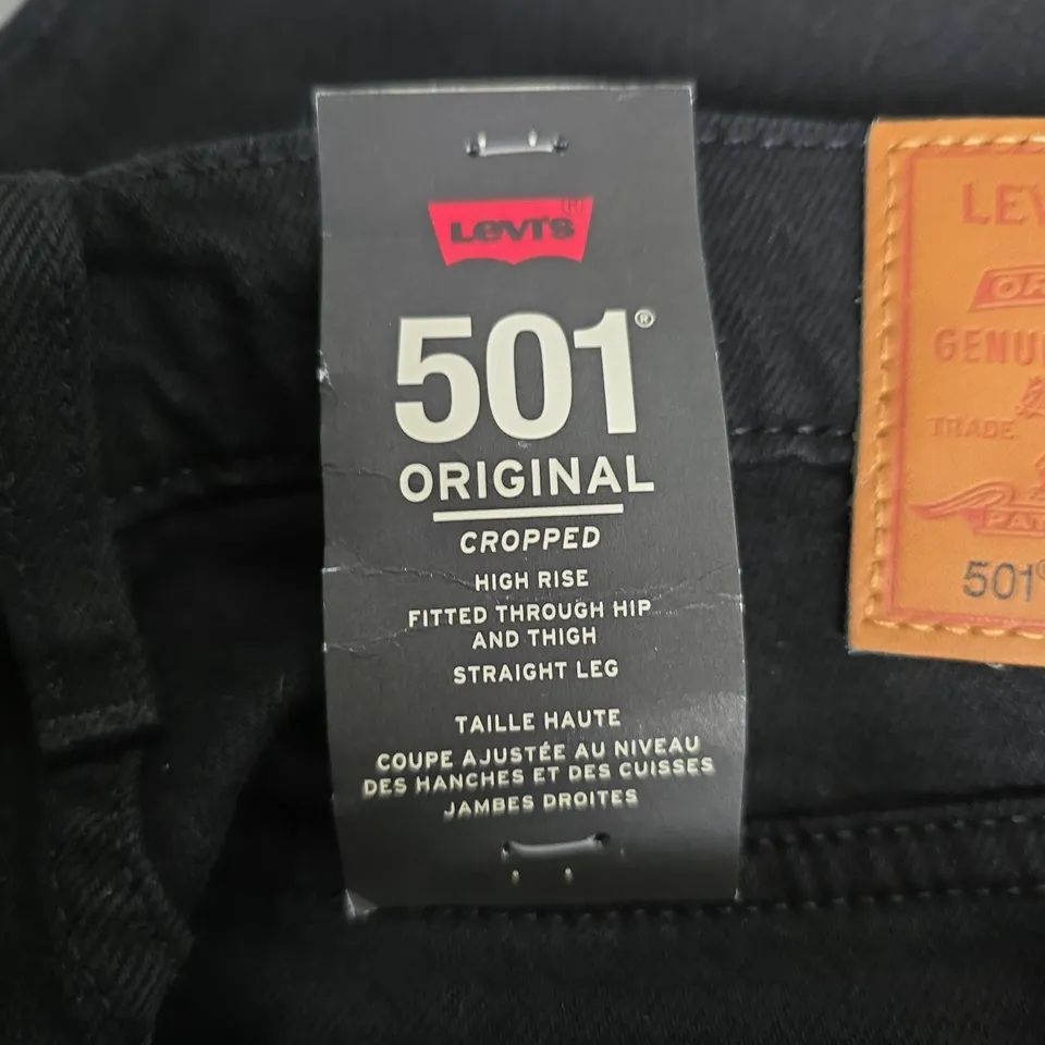 LEVI'S 501 ORIGINAL CROPPED JEANS – BLACK DENIM, 28X30