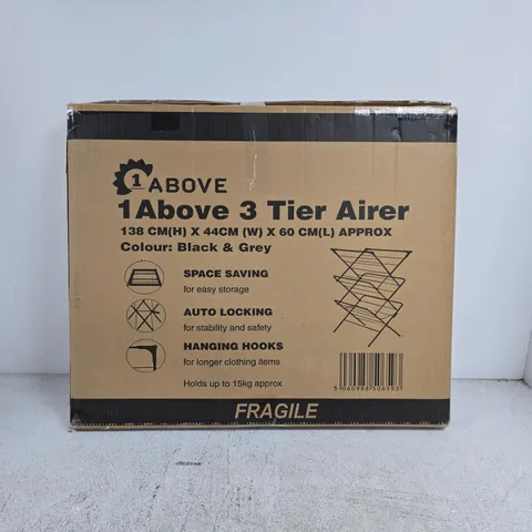 1ABOVE 3-TIER AIRER, BLACK & GREY